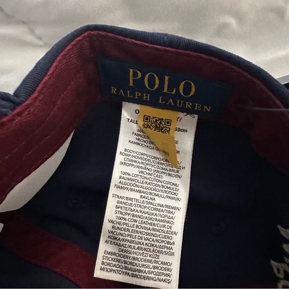Polo Ralph Lauren Bear Chino Baseball Cap w/ Leather Strap | Navy Blue | New - Picture 7 of 7